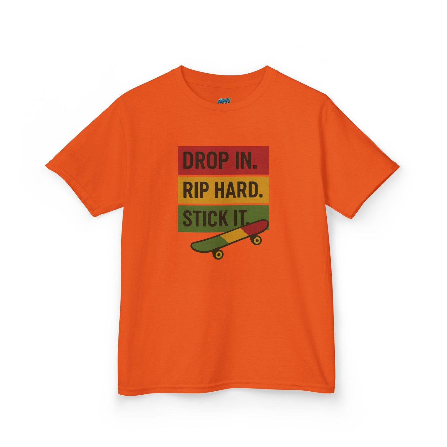 Drop In. Rip Hard. Stick It. Skateboarding Girls' Heavy Cotton T-Shirt