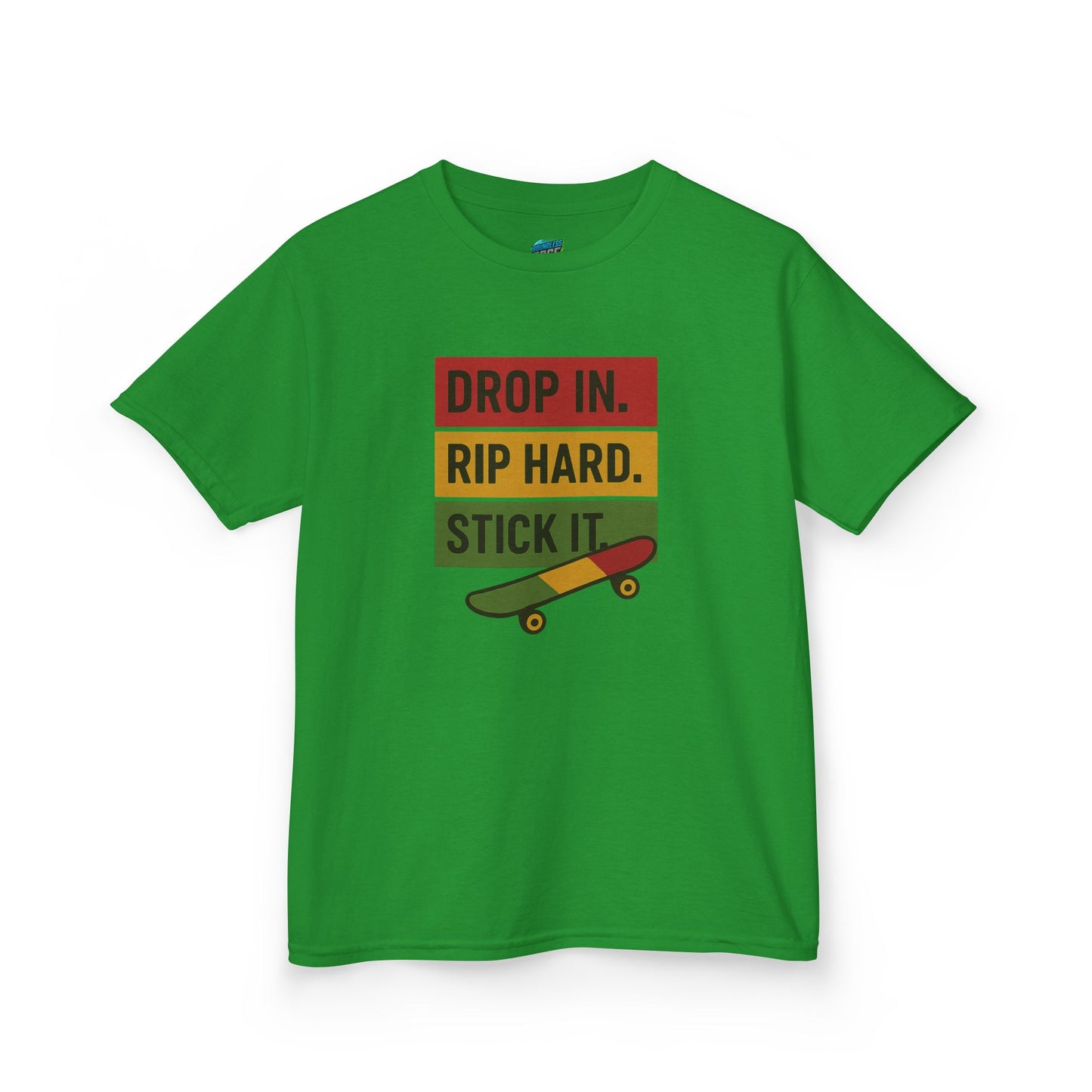 Drop In. Rip Hard. Stick It. Skateboarding Girls' Heavy Cotton T-Shirt