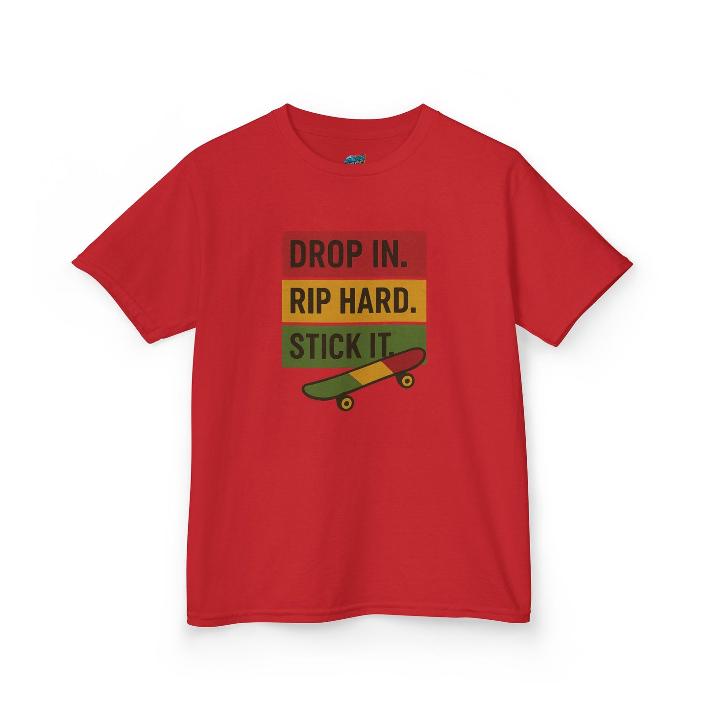Drop In. Rip Hard. Stick It. Skateboarding Girls' Heavy Cotton T-Shirt
