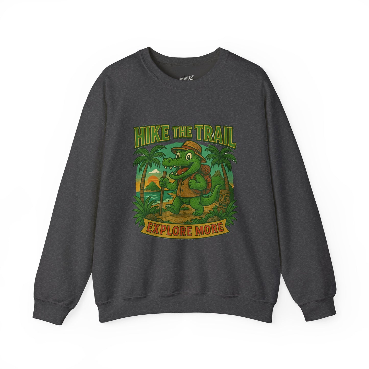 Hike the Trail Explore More Hiking Men's Basic Crewneck Sweatshirt