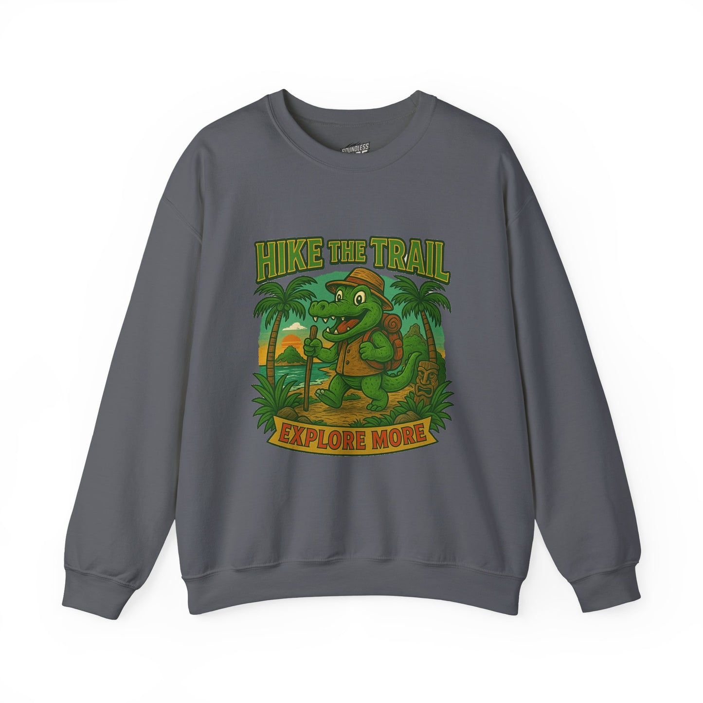 Hike the Trail Explore More Hiking Men's Basic Crewneck Sweatshirt