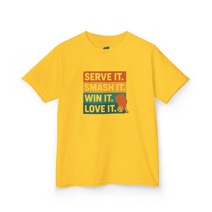 Serve it. Smash it. Win it. Love it. Classic Pickleball Girls' Heavy Cotton T-Shirt