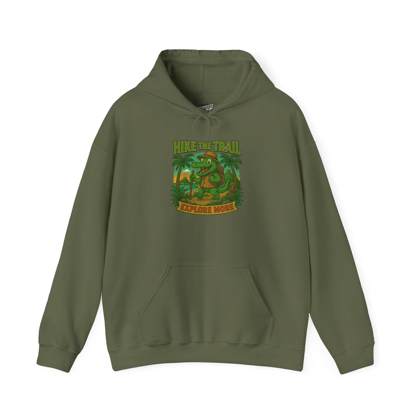 Hike the Trail – Explore More Hiking Men's Basic Heavy Blend Hoodie Sweatshirt