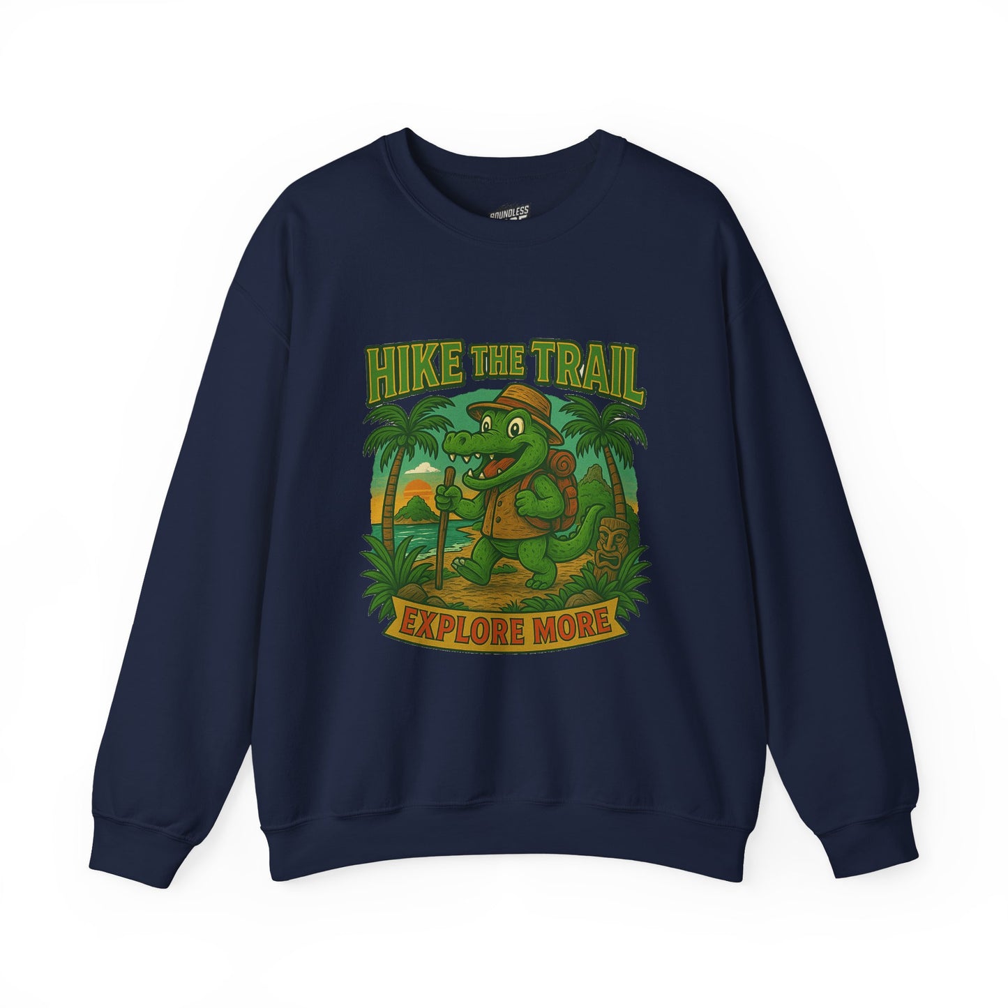 Hike the Trail Explore More Hiking Men's Basic Crewneck Sweatshirt