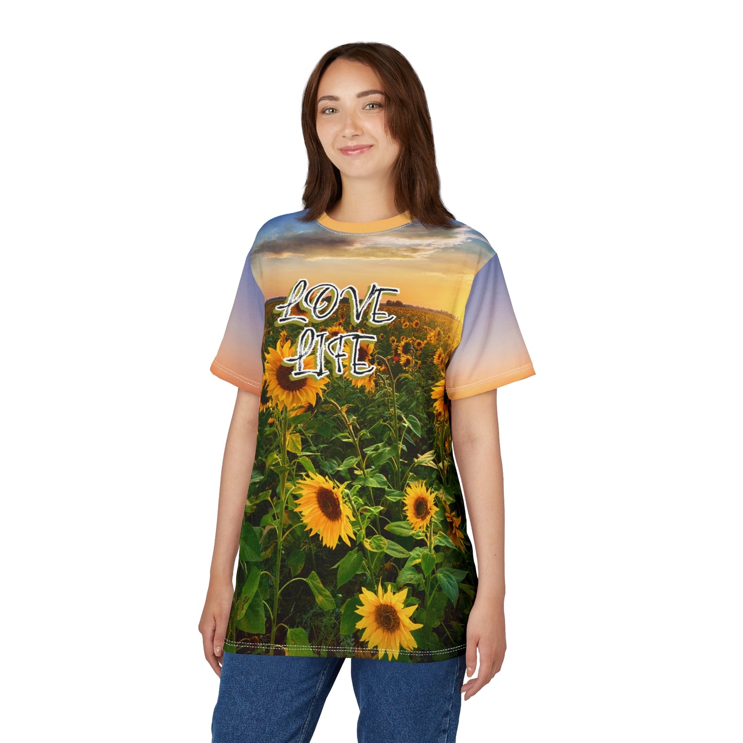 Sunflower Full Color Women's Premium Polyester T-Shirt