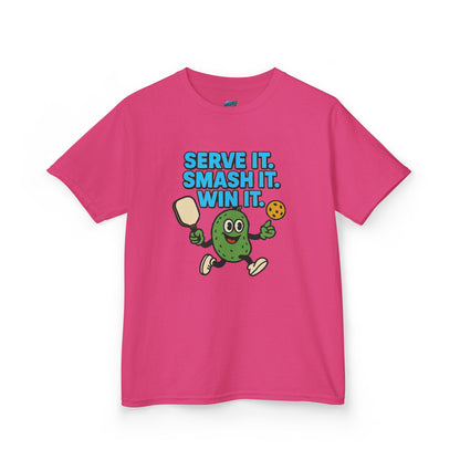 Serve it. Smash it. Win it. Pickleball Girls' Heavy Cotton T-Shirt