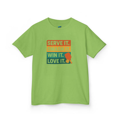 Serve it. Smash it. Win it. Love it. Classic Pickleball Girls' Heavy Cotton T-Shirt