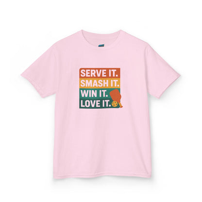 Serve it. Smash it. Win it. Love it. Classic Pickleball Girls' Heavy Cotton T-Shirt