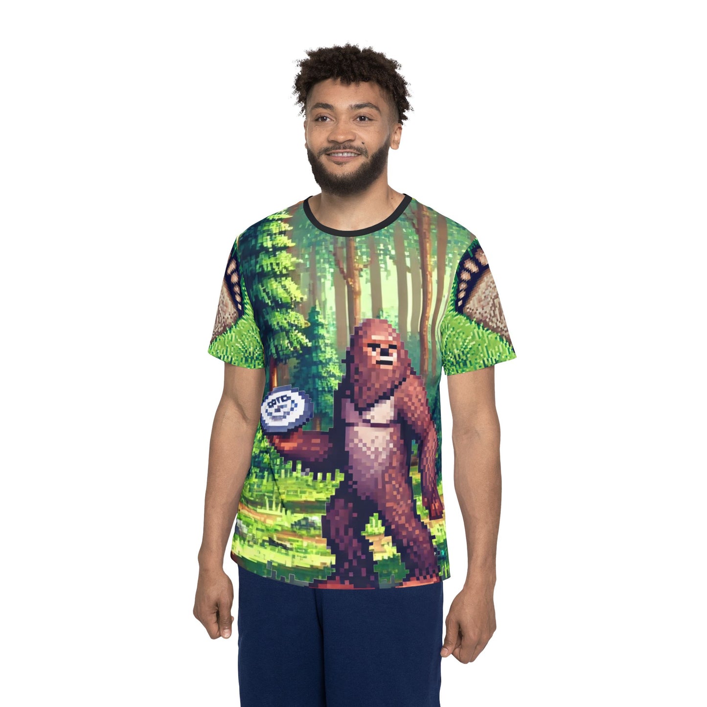 Sasquatch Pixel Art Disc Golf Men's Jersey Premium T-Shirt