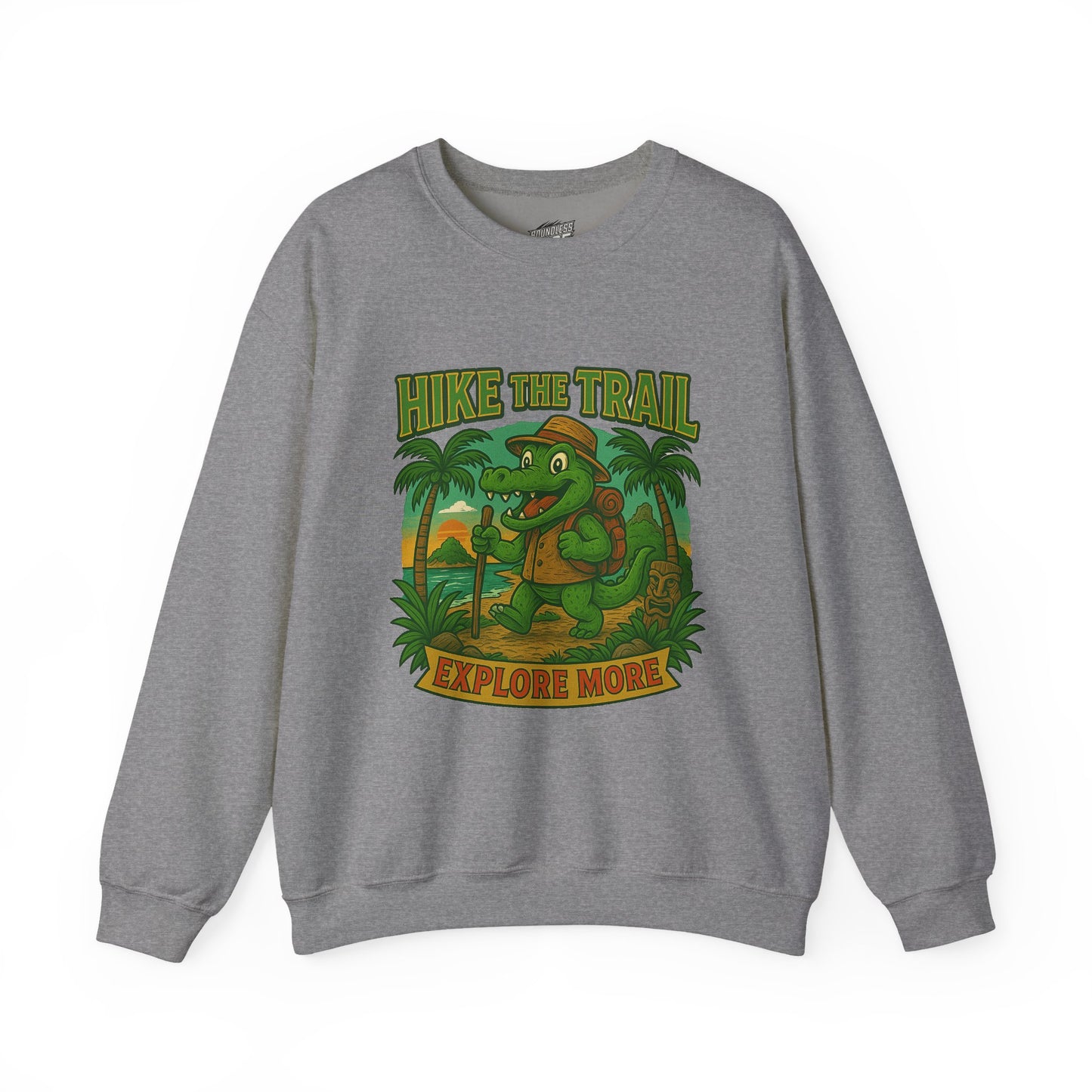 Hike the Trail Explore More Hiking Men's Basic Crewneck Sweatshirt