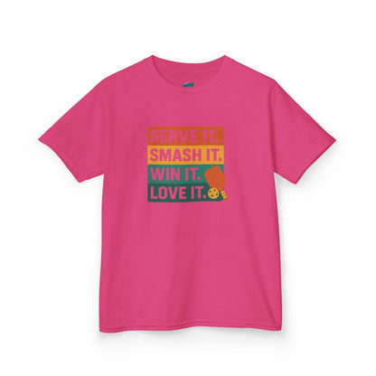 Serve it. Smash it. Win it. Love it. Classic Pickleball Girls' Heavy Cotton T-Shirt