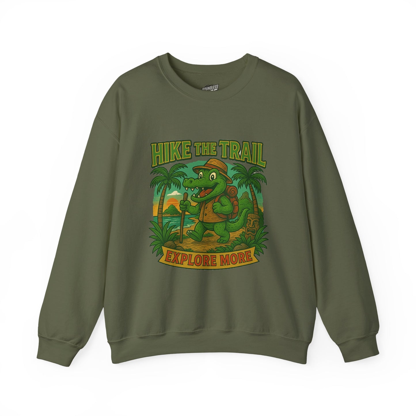 Hike the Trail Explore More Hiking Men's Basic Crewneck Sweatshirt
